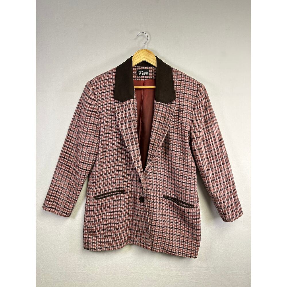 Woman's‎ Ziki 100% Wool Pink Blazer - Size Small Vintage Retro Chic Preppy